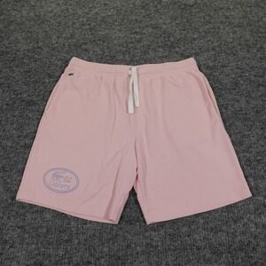 Lacoste Sport Croc‎ Embroidery Shorts Mens XXL Pink Cotton Blend Drawstring